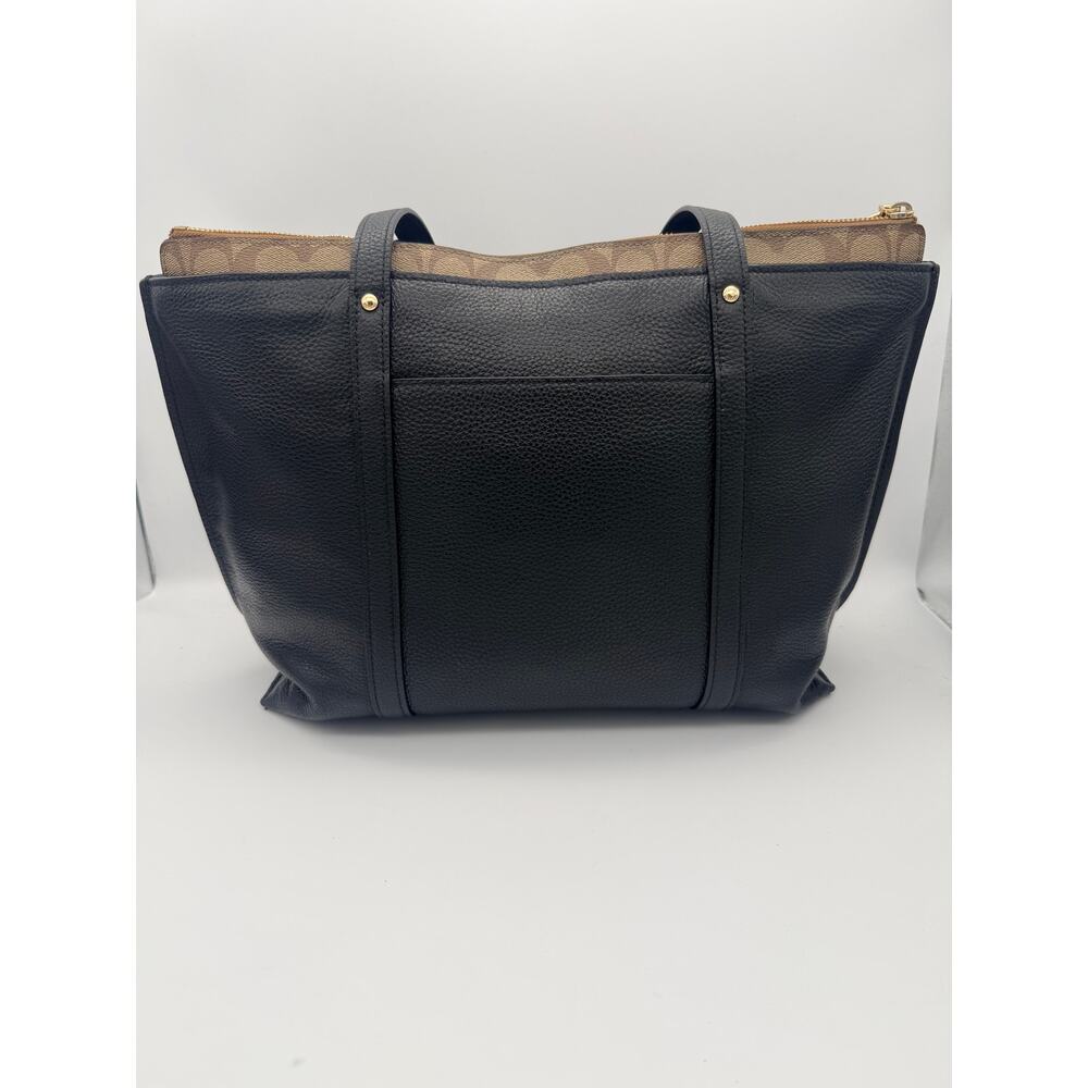 Coach May Tote in Refined Pebble Leather with Signature Canvas Detail - Black - Picture 4 of 11